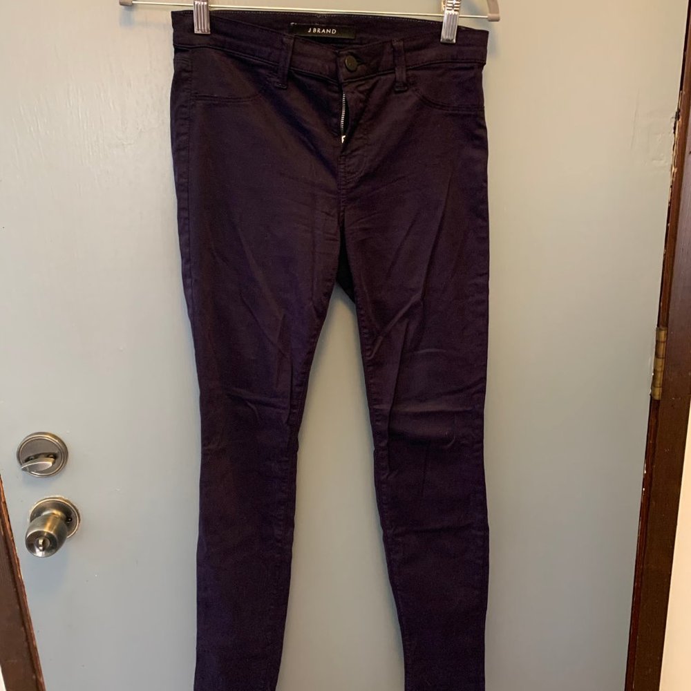 J Brand 485 Mid-Rise Super Skinny Luxe Sateen Pant